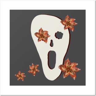 Scary mask and flowers Posters and Art